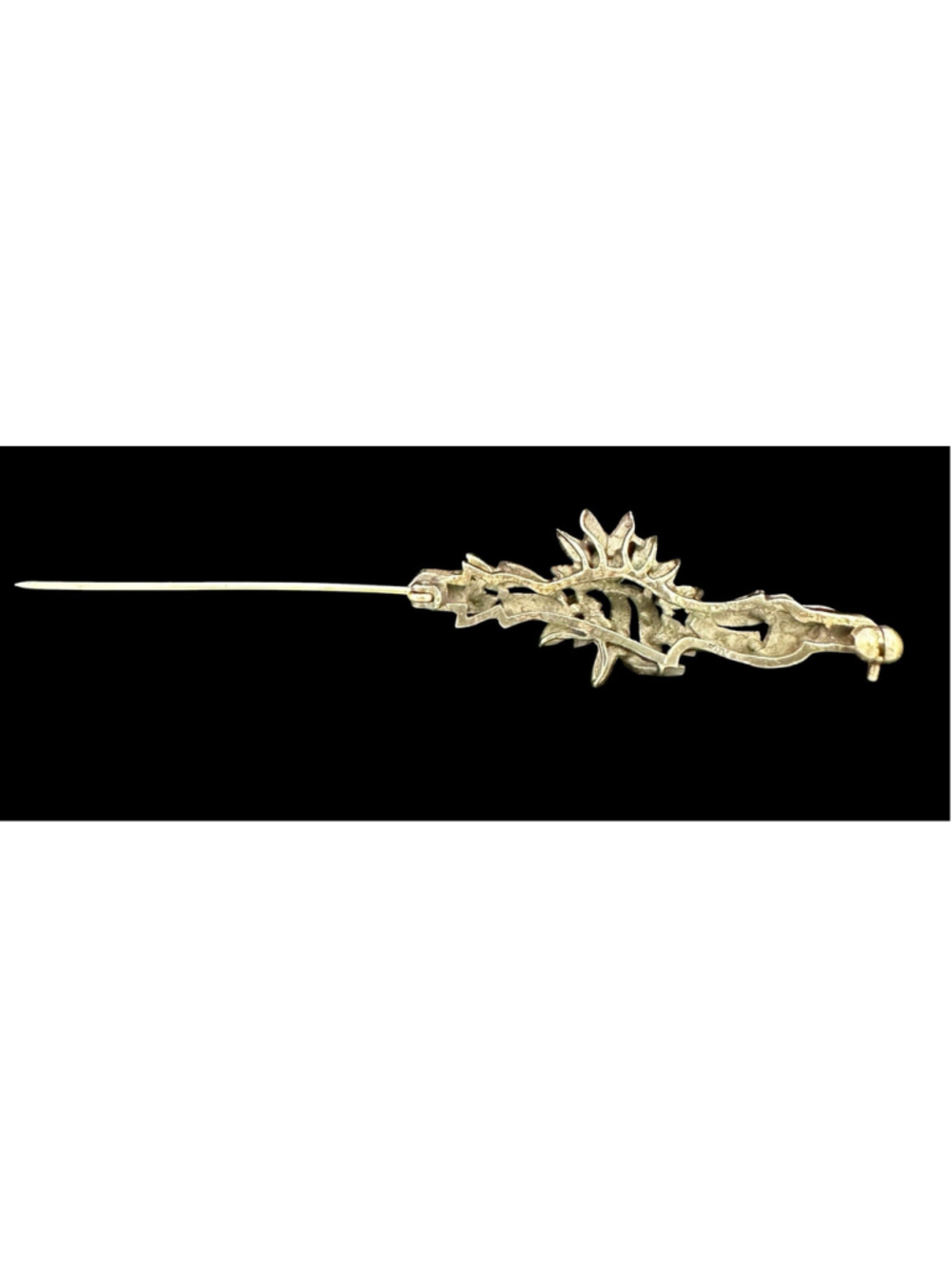 Vintage Thai 925 Sterling Silver Marcasite and Pearl Accent Floral Bar Brooch - Picture 2 of 5